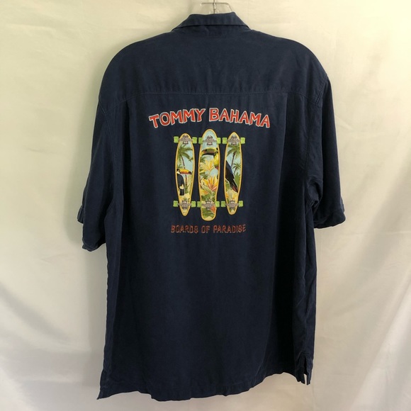Tommy Bahama Embroidered Skateboards Shirt Silk M - Picture 2 of 5